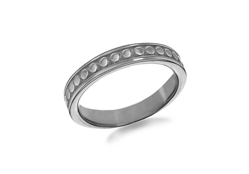 Sterling Silver Black Rhodium Plated 4mm Dot-Patterned Band Stacking Ring