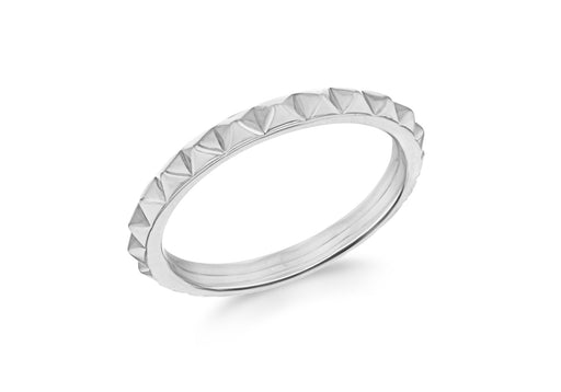 Sterling Silver Rhodium Plated 3mm Pyramid Band Stacking Ring