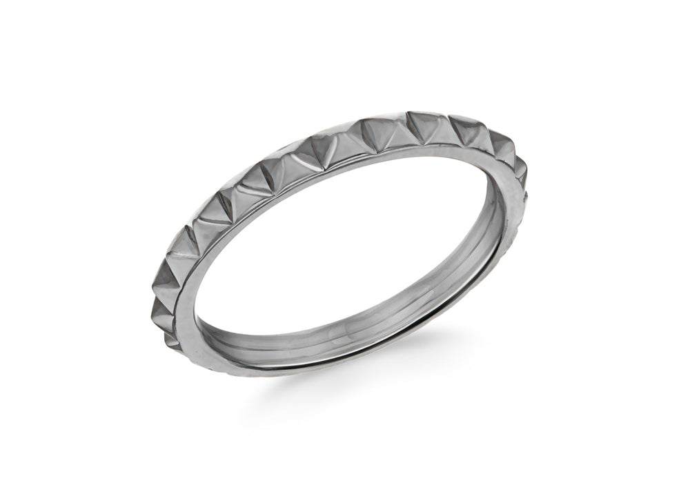 Sterling Silver Black Rhodium Plated 3mm Pyramid Band Stacking Ring