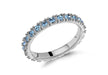 Sterling Silver Rhodium Plated Blue Crystal 3mm Band Stacking Ring