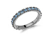 Sterling Silver Black Rhodium Plated Blue Crystal 3mm Band Stacking Ring