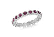 Sterling Silver Rhodium Plated Round Amethyst Crystal 4mm Band Stacking Ring