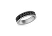 Sterling Silver Black Rhodium Plated Double Row Black Crystal Band Stacking Ring