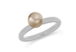 Sterling Silver Rhodium Plated Bronze Simulated Pearl Stacking Ring