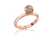 Sterling Silver Rose Gold Plated Bronze Simulated Pearl Stacking Ring