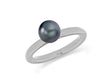 Sterling Silver Rhodium Plated Grey Simulated Pearl Stacking Ring