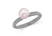 Sterling Silver Black Rhodium Plated Simulated Pink Pearl Stacking Ring