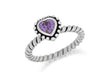 Sterling Silver Rhodium Plated Purple Zirconia  Heart Stacking Ring