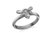 Sterling Silver Black Rhodium Plated Oxidised  Bee Stacking Ring