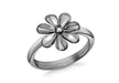 Sterling Silver Black Rhodium Plated Flower Stacking Ring