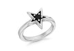 Sterling Silver Rhodium Plated Black Zirconia  Star Stacking Ring