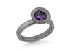 Sterling Silver Black Rhodium Plated Round Purple Zirconia  Stacking Ring