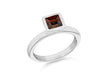 Sterling Silver Rhodium Plated Square Brown Zirconia  Stacking Ring