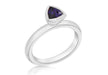 Sterling Silver Rhodium Plated Traingular Purple Zirconia  Stacking Ring