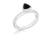 Sterling Silver Rhodium Plated Triangular Black Zirconia  Stacking Ring