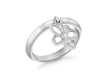 Sterling Silver Rhodium Plated Zirconia Butterfly Drop Stacking Ring