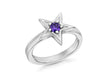 Sterling Silver Rhodium Plated Purple Zirconia  Star Stacking Ring