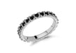 Sterling Silver Rhodium Plated 3mm Black Crystal Band Stacking Ring