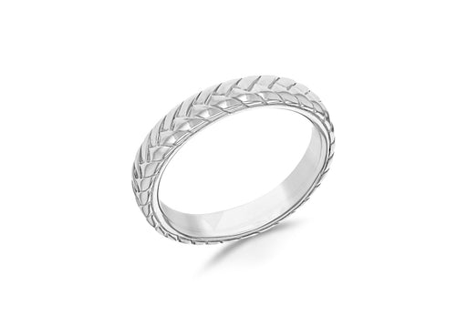 Sterling Silver Rhodium Plated Oxidised  Woven Detail Stacking Ring