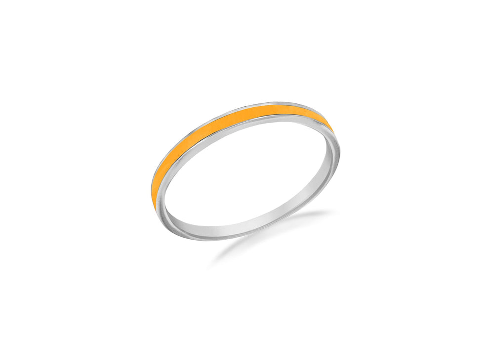 SILVER ORANGE ENAMEL BAND S RG9