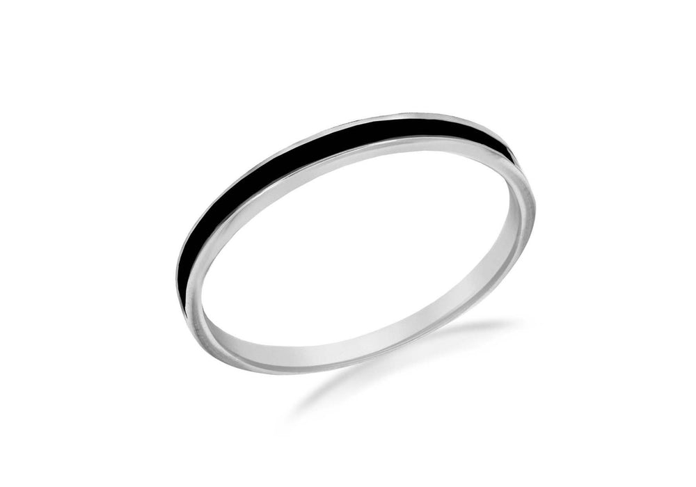 Sterling Silver Black Enamel Band Ring 