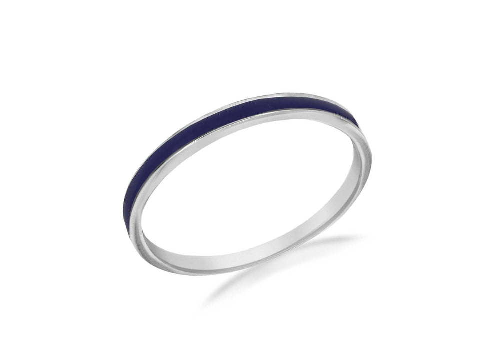 SILVER NAVY ENAMEL BAND S Ring