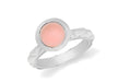 Sterling Silver Rhodium Plated Round Pink Opaque Crystal  Patterned Stacking Ring