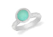 Sterling Silver Rhodium Plated Round Turquoise Opaque Crystal  Patterned Stacking Ring