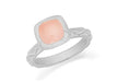 Sterling Silver Rhodium Plated Square Pink Opaque Crystal  Patterned Stacking Ring