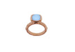 Sterling Silver Rose Gold Plated Square Blue Opaque Crystal  Patterned Stacking Ring