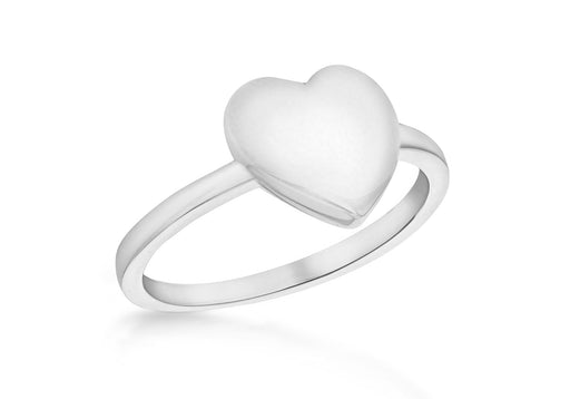 Sterling Silver Rhodium Plated Plain 9.6mm x 9.7mm Heart Ring