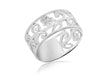 Sterling Silver Flower & Leaf Band Ring 