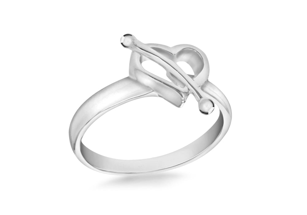 SILVER HEART T-BAR Ring