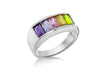 Sterling Silver 5 Multicoloured Zirconia Ring