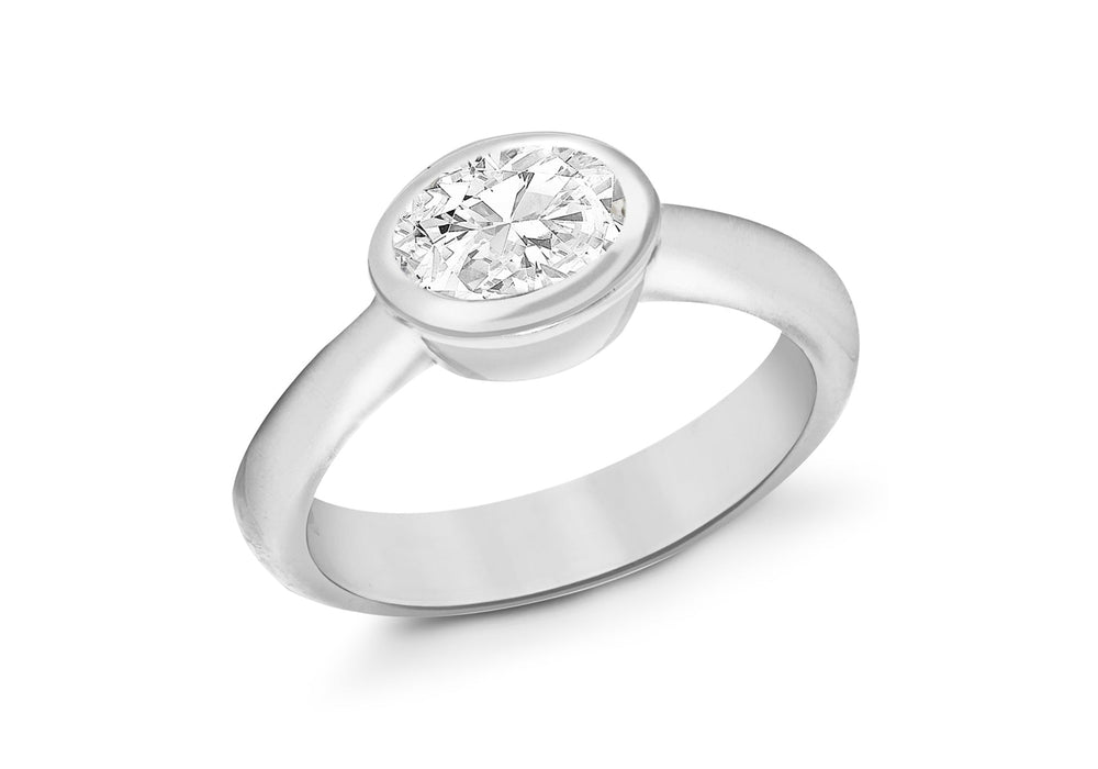 SILVER OVAL Zirconia  Ring