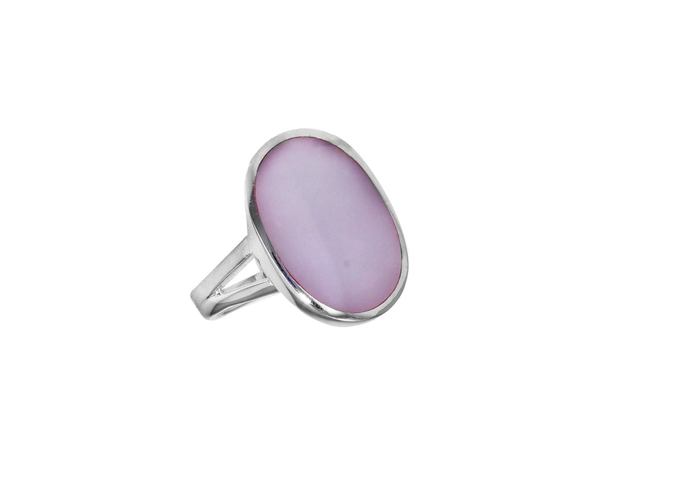 SILVER OVAL PINK MOP Ring