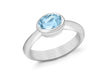 SILVER OVAL SKY BLUE Zirconia  Ring