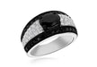 Sterling Silver Black & White Stone Set Oval Band Ring 