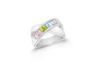 Sterling Silver Multicoloured Zirconia Crossover Ring 