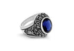 Sterling Silver Sapp Blue Stone Set ollege Ring