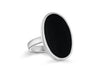 Sterling Silver Round Oval Onyx Set Ring