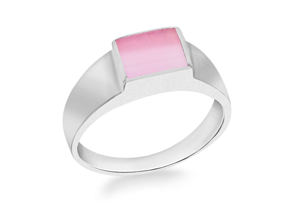 SILVER RET TOP PINK MOP Ring