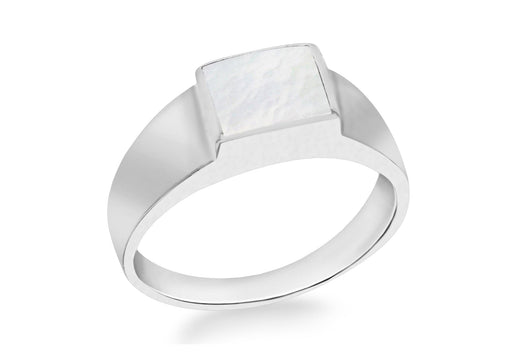 SILVER RET TOP WHITE MOP Ring