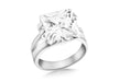 Sterling Silver White Zirconia  Stone Set Square Ring