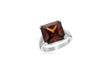 Sterling Silver Square Smokey Zirconia  Stone Ring