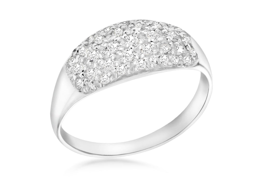 Sterling Silver Zirconia  Stone Set Pave Dome Ring