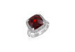 Sterling Silver Red Garnet & White Zirconia Faceted Ring