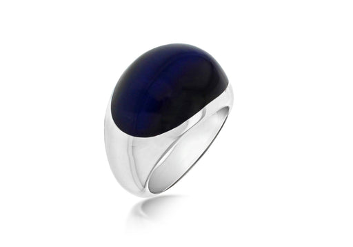 Sterling Silver Deep Blue Cats Eye Dome Ring