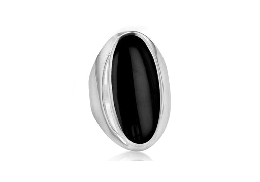 Sterling Silver Oval Onyx Ring 