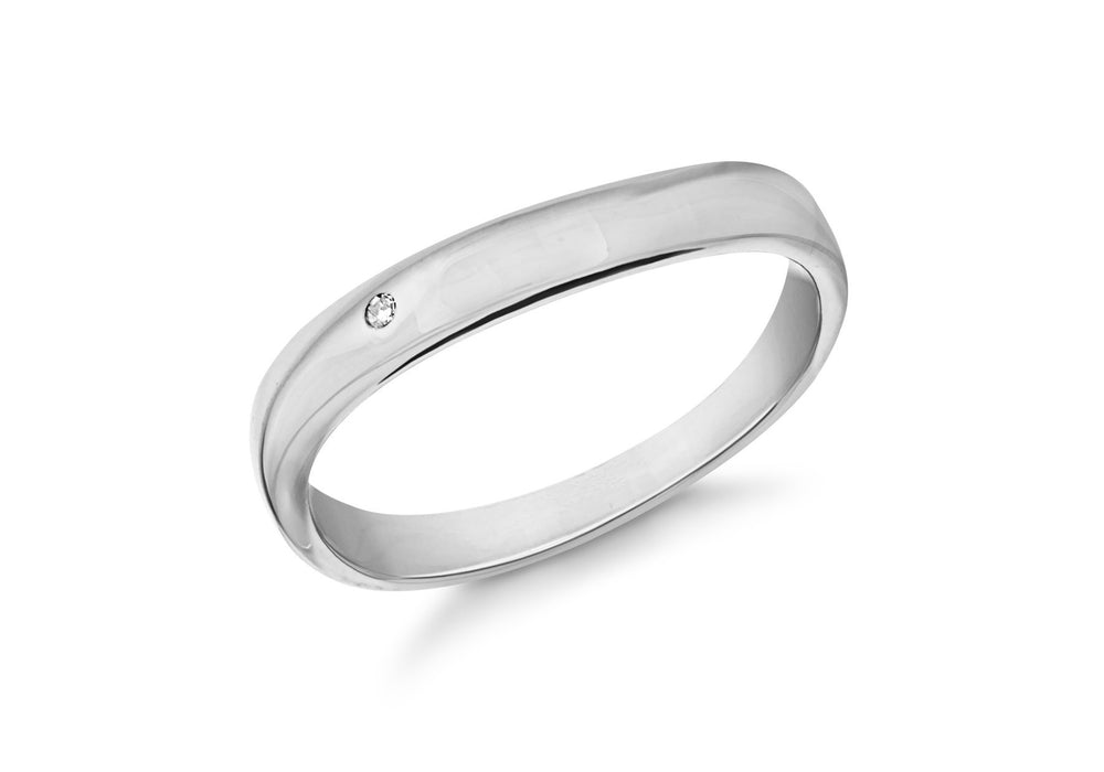 Sterling Silver Rhodium Diamond Set Wave Ring 